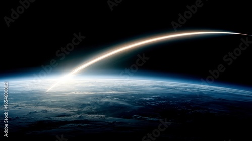Rocket launch across the earth