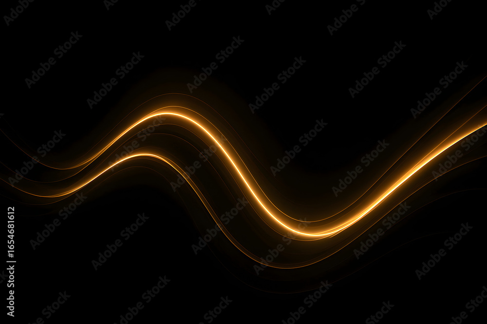 Obraz premium Abstract flowing blue light lines form a dynamic technological wave pattern on a black background, perfect for a modern wallpaper design