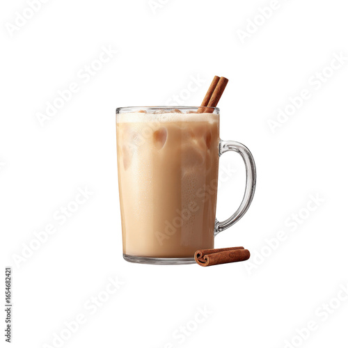 Iced Cinnamon Chai Latte in Clear Glass Mug