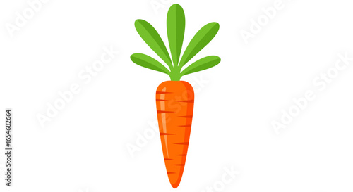 Brightly Colored Cartoon Style Carrot with Green Leaves and Orangish Root Illustration
