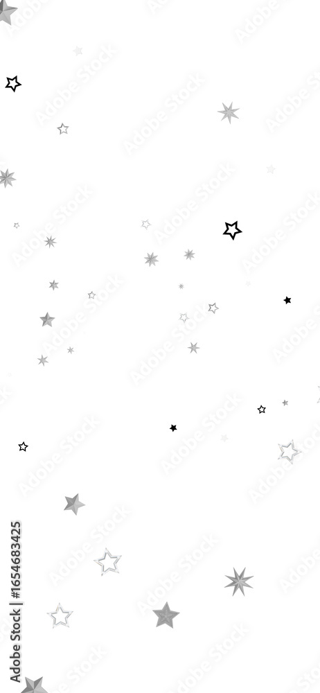 Fototapeta premium Simple design featuring gray and black stars scattered on a white background. Ideal for backgrounds, cards, and more.