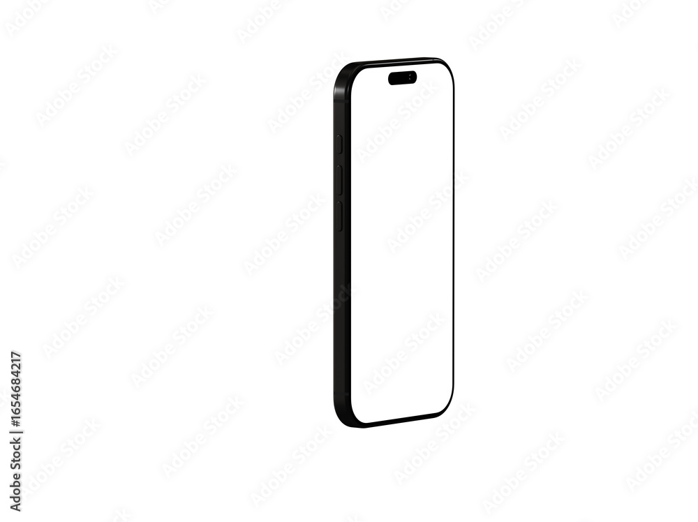 High-quality image of a black smartphone mockup with a blank screen, isolated on a white background. Perfect for app presentations or website d High-quality image of a black smartphone mockup with a blank screen, isolated on a white background. Perfect for app presentations or website d