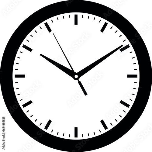 Vector art of analog clock face showing time, isolated on white background transparent background