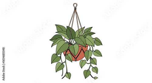 Delightful indoor hanging plant with lush green foliage in a modern decorative pot emphasizing natural interior decor elements