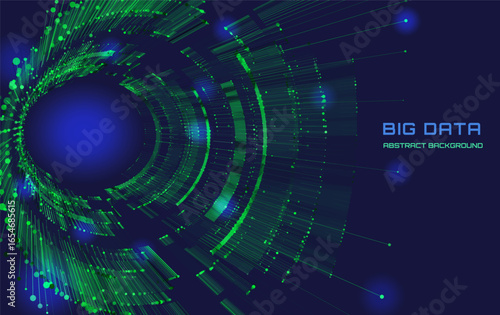 Abstract digital background. Grid radial green tunnel. Round  mesh tunnel backdrop. Retro virtual reality tunnel technology.