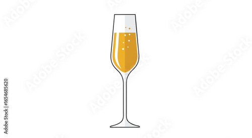 Elegant glass of sparkling champagne with rising bubbles captured in a minimalistic style for celebratory occasions and sophisticated gatherings
