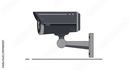 Illustration of a modern security surveillance camera mounted on a wall for monitoring and security purposes in outdoor or indoor environments
