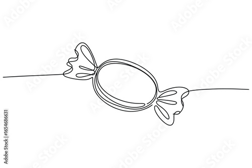 Minimalist One-Line Art of a Wrapped Sweet Candy Treat