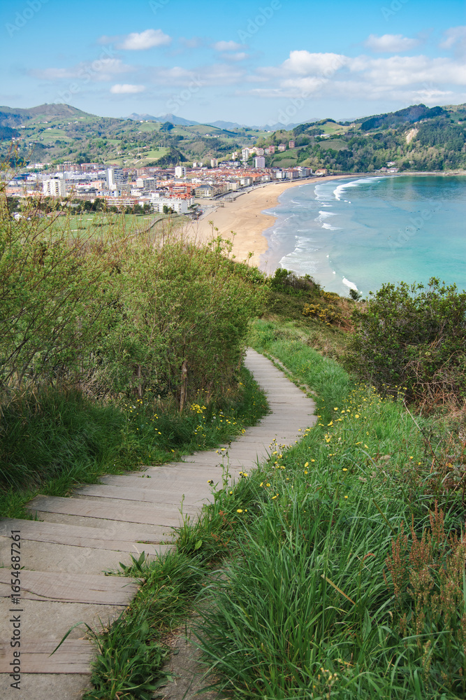 custom made wallpaper toronto digitalScenic coastal path overlooking Zarautz beach landscape