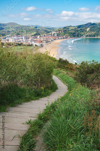 Wallpaper Mural Scenic coastal path overlooking Zarautz beach landscape Torontodigital.ca