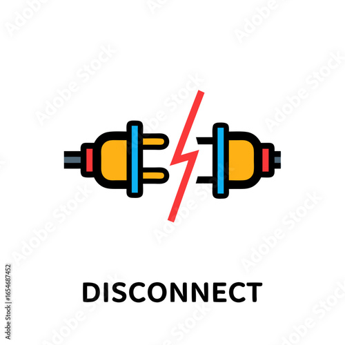 Symbolic Representation of Technological Disconnection Using Connected Plugs and a Lightning Bolt Illustration emphasizing the concept of digital