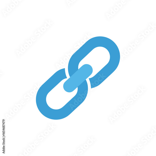 Minimalistic blue chain link icon representing connection and linkages in digital and network contexts for visual clarity and simple design