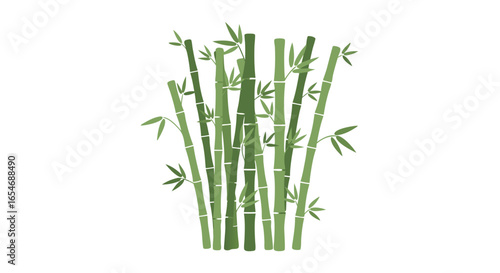 Minimalist Bamboo Group Illustration Featuring Tall Green Stalks and Sparse Leaves Emphasizing Natural Simplicity and Zen Aesthetic for Eco-Friendly