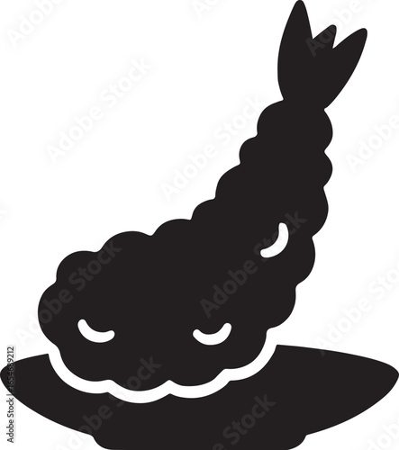 Shrimp tempura silhouette vector icon. Perfect for seafood, Japanese cuisine, restaurant, and culinary designs.