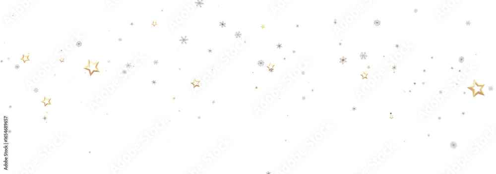 Obraz premium Sparkling festive background with gold stars and silver snowflakes. Perfect for holidays.