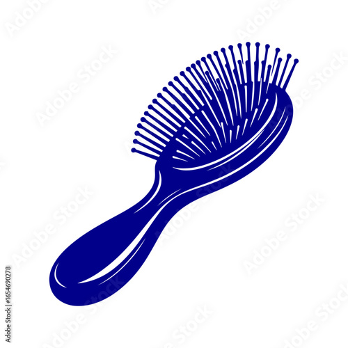 Blue Hair Brush Isolated on White Background.
