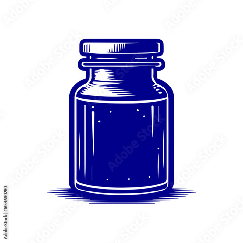 Blue Glass Jar with White Highlights.