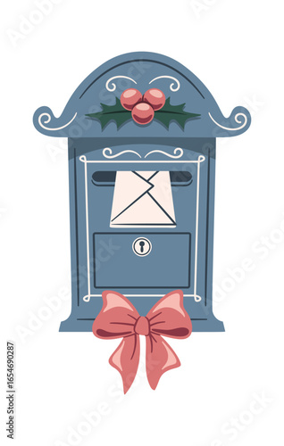 Bow decorated Christmas postal box