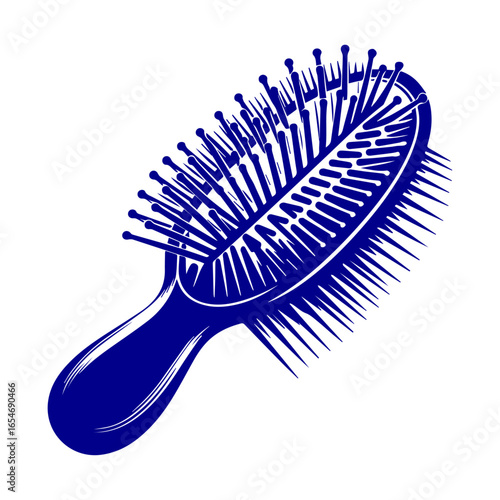 Blue Oval Hair Brush Illustration.