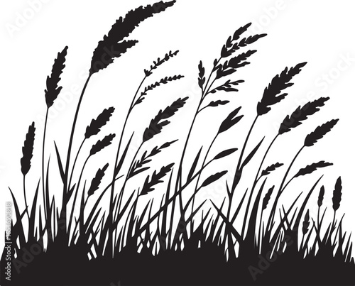 Tall grass stalks blowing in the wind blades nature