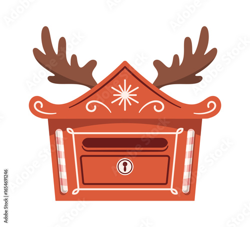 Christmas postbox with deer antlers
