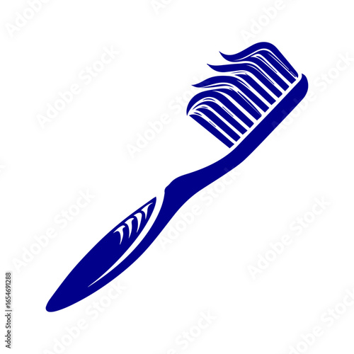 Blue Toothbrush Icon with Bristles.