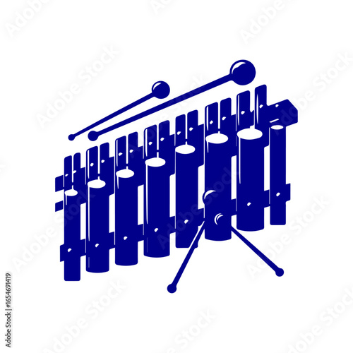 Blue Xylophone Musical Instrument with Mallets 2.