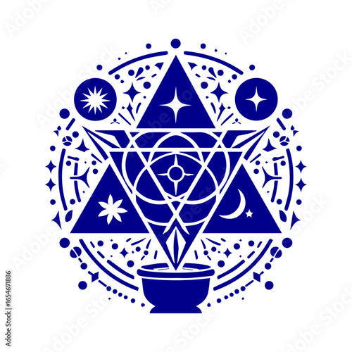 Esoteric Symbol with Celestial and Alchemical Elements.