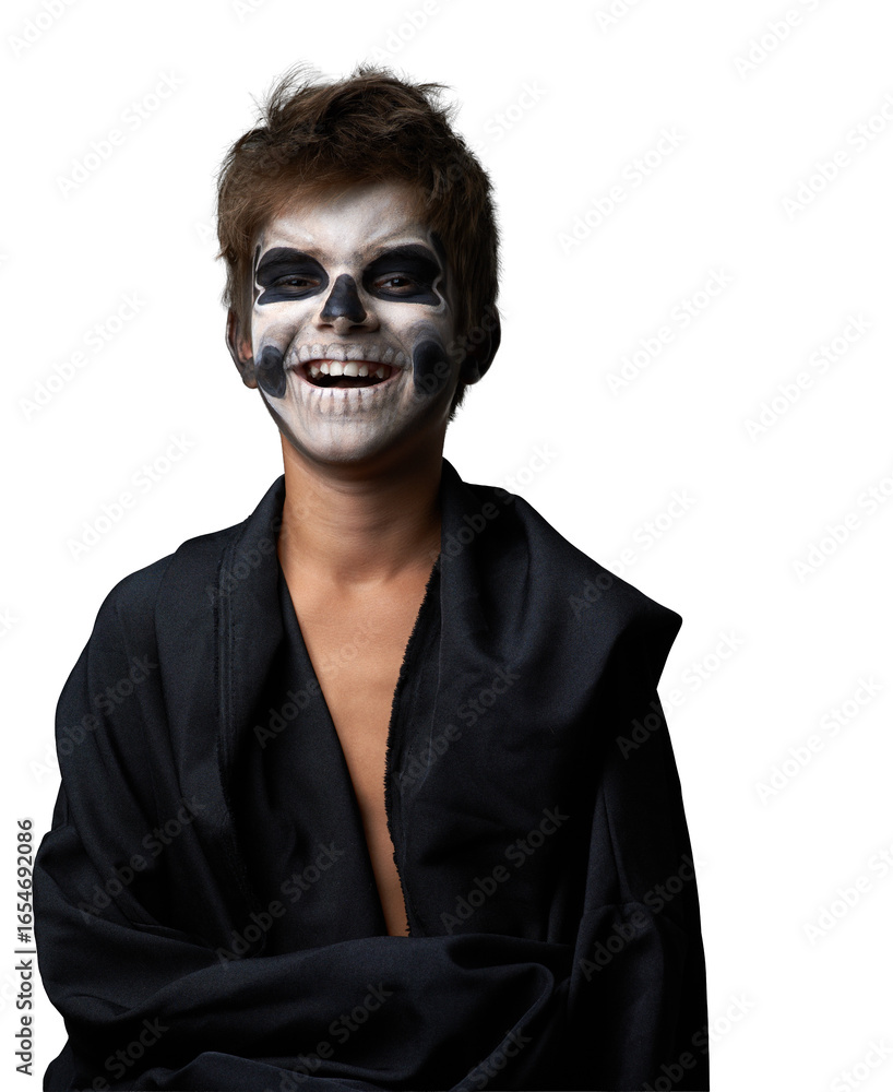 Fototapeta premium Child in Skull Makeup with Joyful Expression
