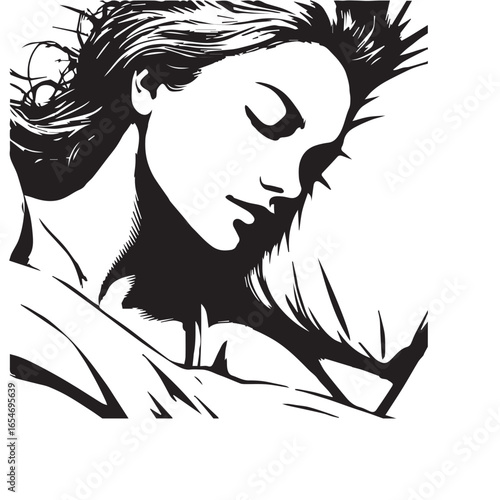 Sleeping Woman in Bed Silhouette – Vector Illustration

Relaxed Young Female Resting – Black and White Silhouette

Woman Sleeping Pose – Minimal Vector Bed Silhouette Set