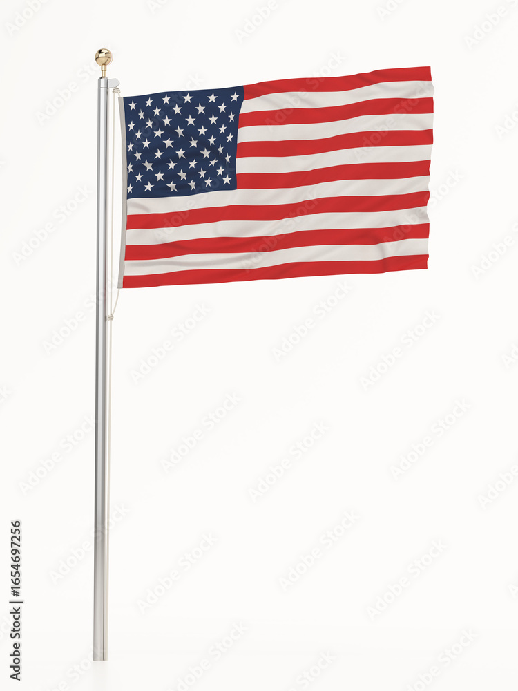 Obraz premium American flag isolated on white background. 3D illustration