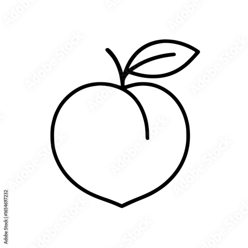 Minimalist outline of a peach fruit