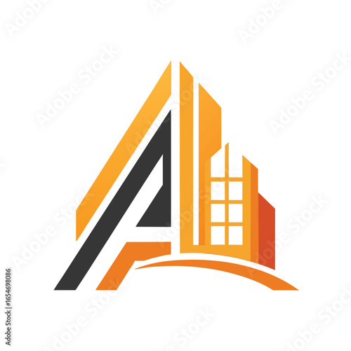 Modern minimalist letter a real estate logo vector illustration for architectural branding and property design white background