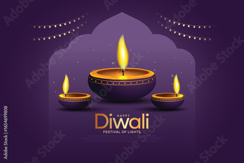 Happy Diwali festival of lights, holiday Background, Diwali celebration greeting card, creative vector illustration design.