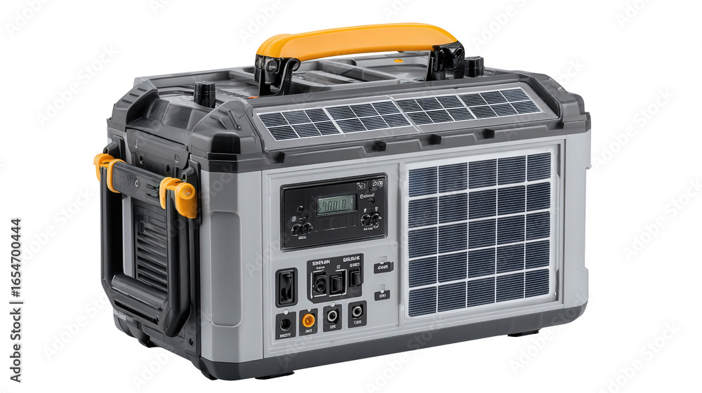 Fototapeta premium Solar-Powered Portable Generator background isolated on a Transparent background, PNG file.