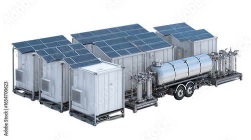 Solar-Powered Water Desalination Units background isolated on a Transparent background, PNG file.
