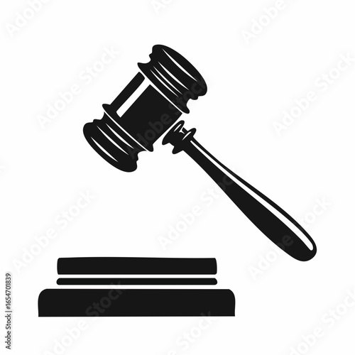 Judge gavel isolated Vector Image. Black and white Judge gavel Image on white background.