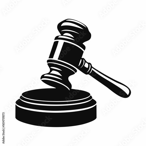 Judge gavel isolated Vector Image. Black and white Judge gavel Image on white background.