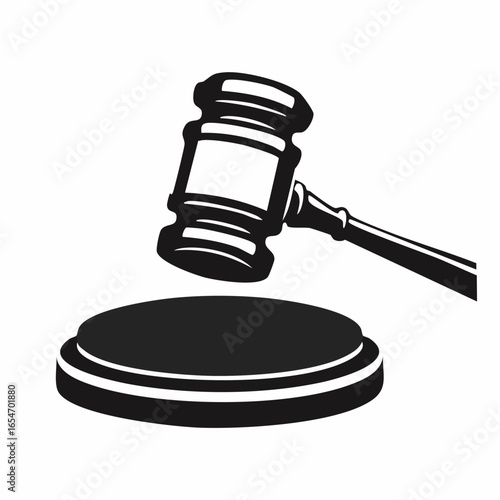 Judge gavel isolated Vector Image. Black and white Judge gavel Image on white background.