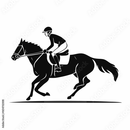 Jockey Horse Race Black and White image vector isolated on white background.