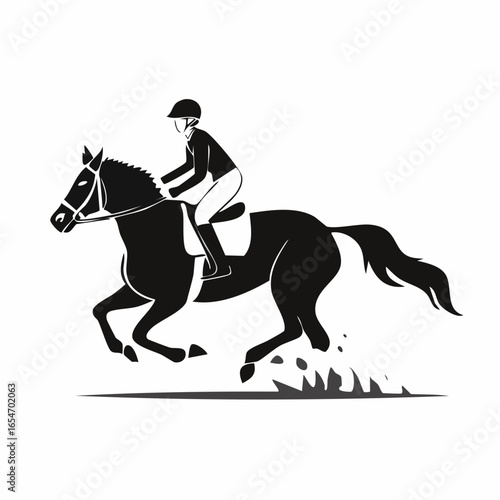 Jockey Horse Race Black and White image vector isolated on white background.