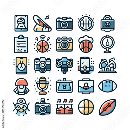 collection of Music, photography, sports icons