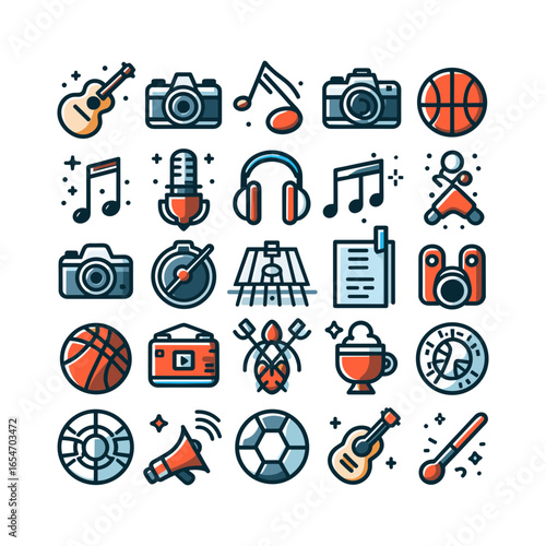 collection of Music, photography, sports icons