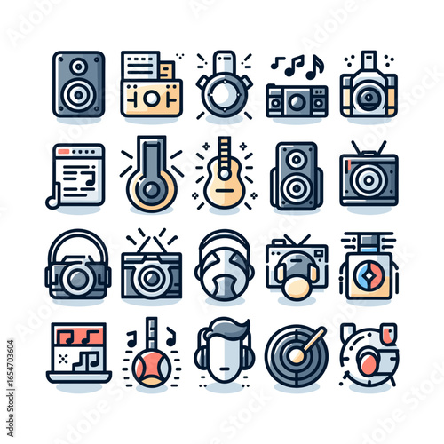 collection of Music, photography, sports icons