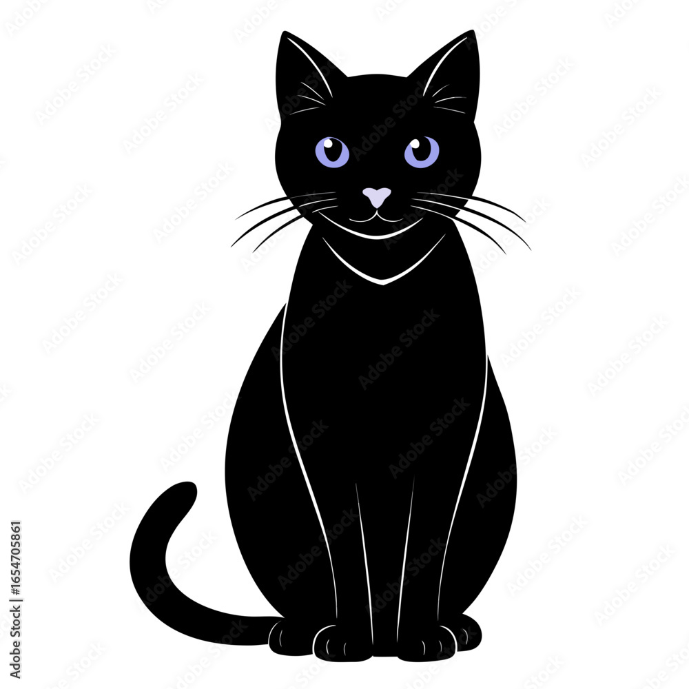 Obraz premium black cat on white background