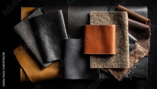 Assorted leather and fabric swatches