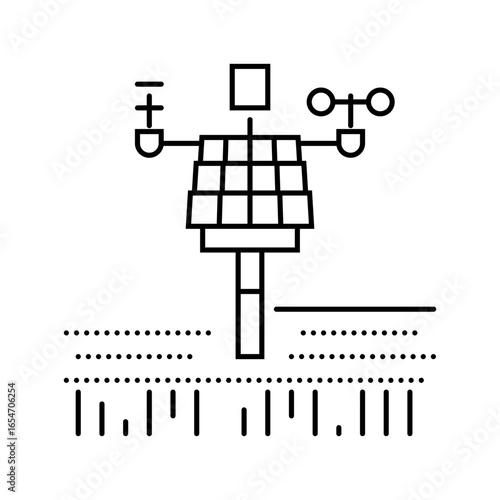 weather station agri tech line icon vector illustration