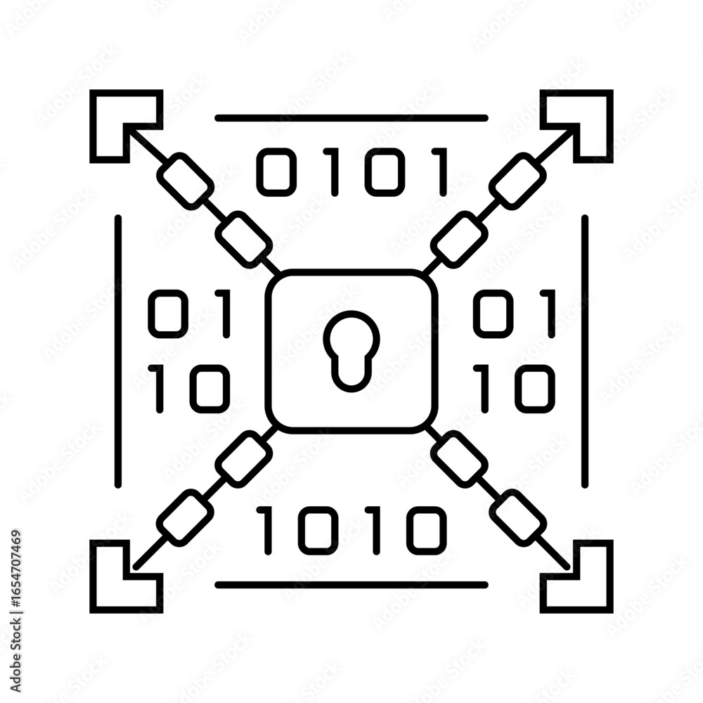 Fototapeta premium encryption lock big data line icon vector illustration