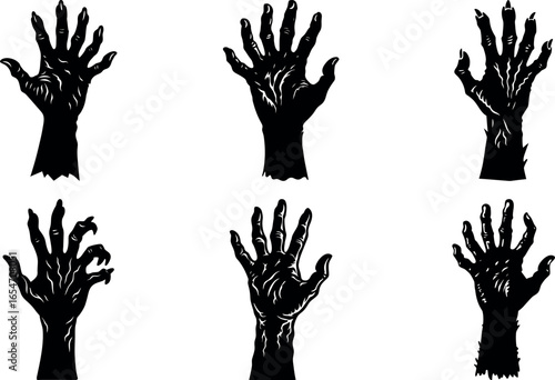 Creepy Hand Silhouettes for Halloween or Horror Themed Designs