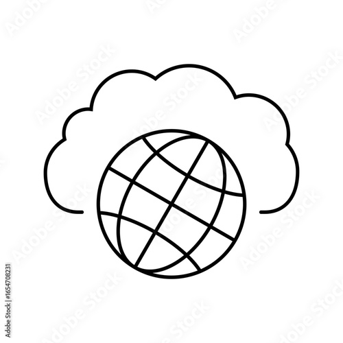 public cloud computing line icon vector illustration